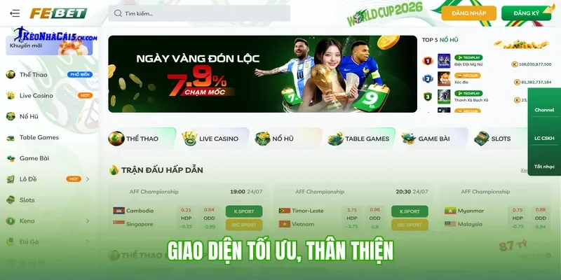 Giao diện tối ưu, thân thiện