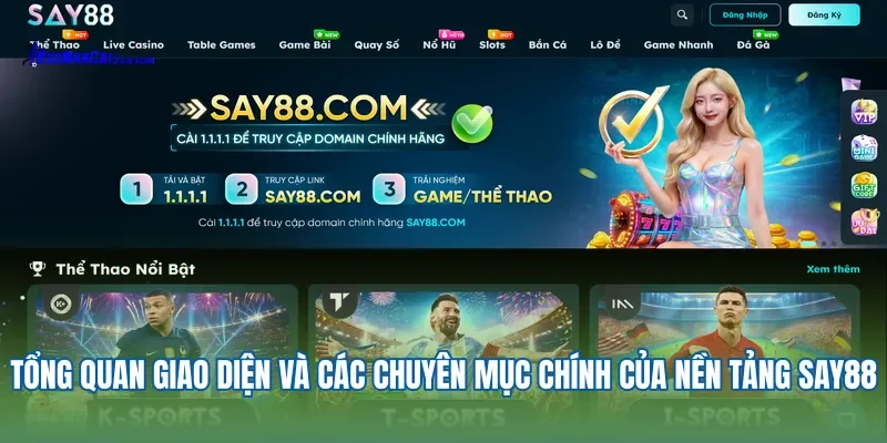 Tổng quan giao diện và các chuyên mục chính của nền tảng Say88